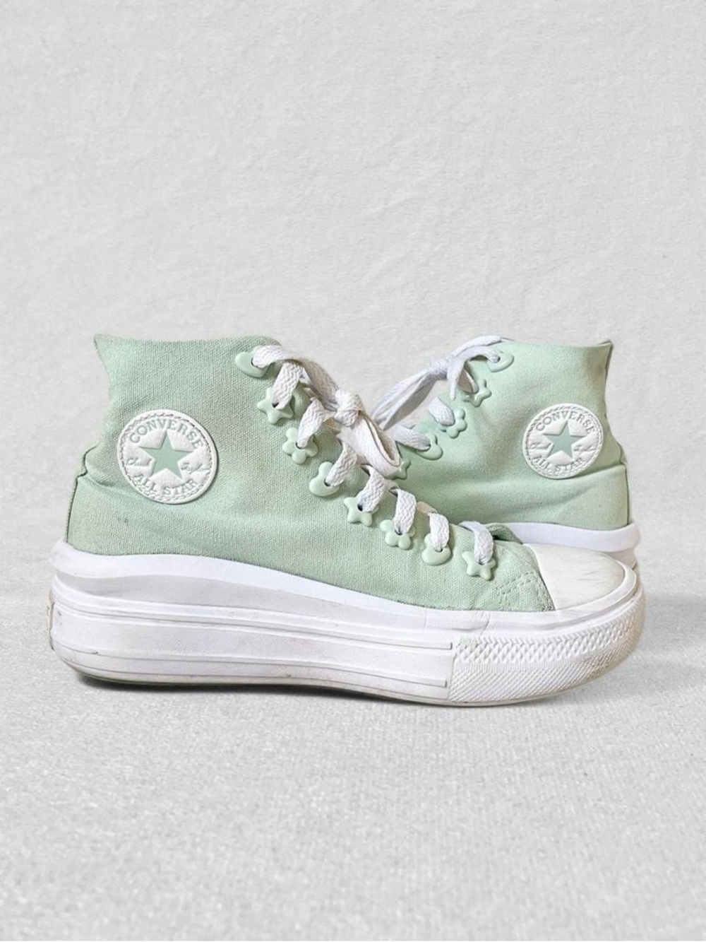 Converse Chuck Taylor Move Platform Mint Sage Green Floral Charm High Top Size 6